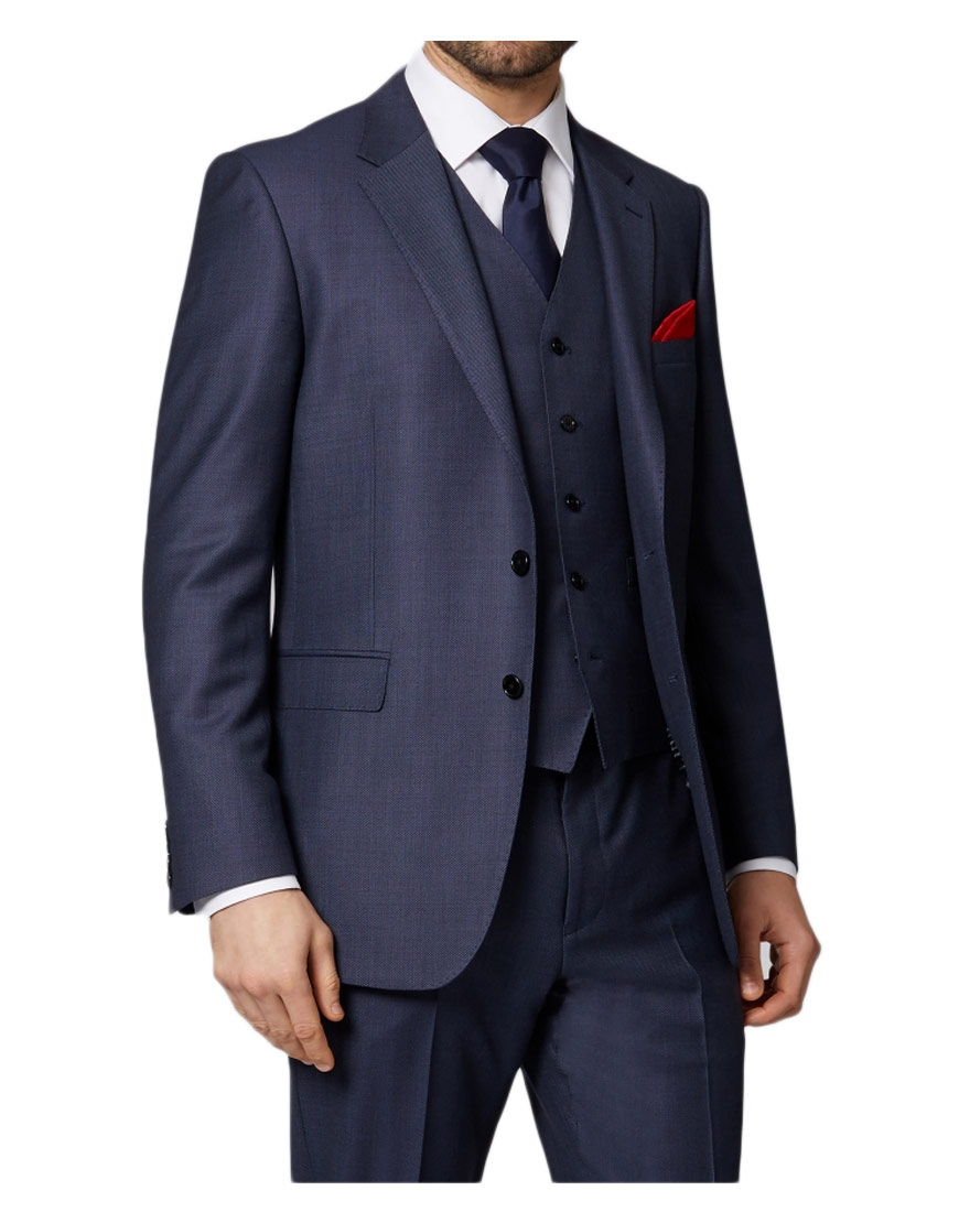 Men's Formal Wear Blue Birdseye Suit UJackets