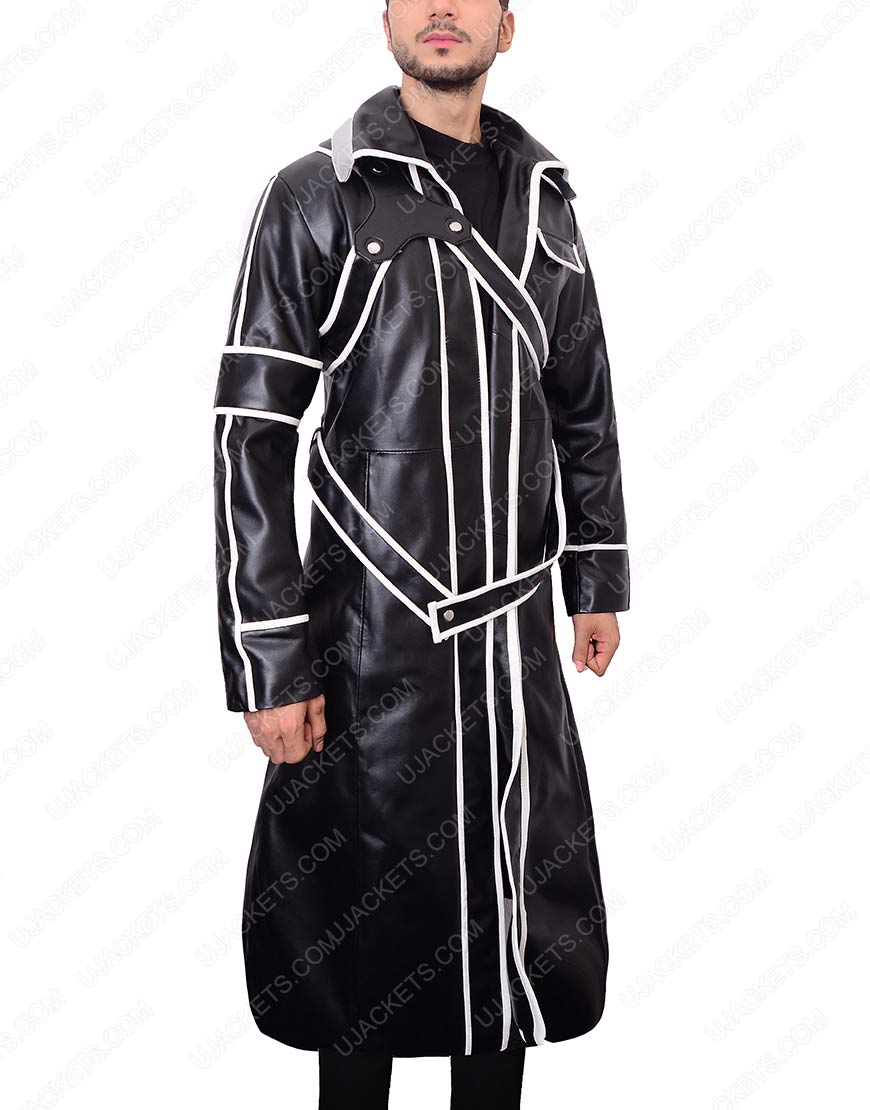Kirito Trench Coat sword Art Online Black Leather Jacket