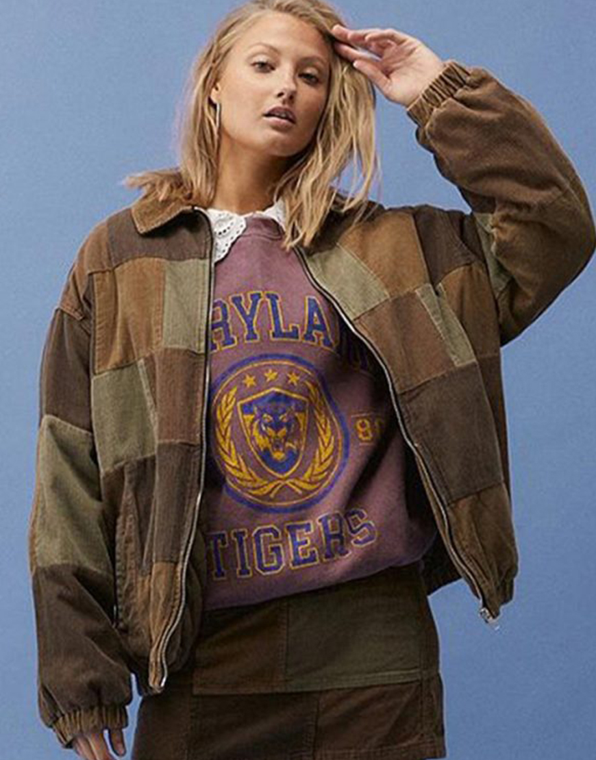 Patchwork Harrington Brown Jacket New Arrivals 2021