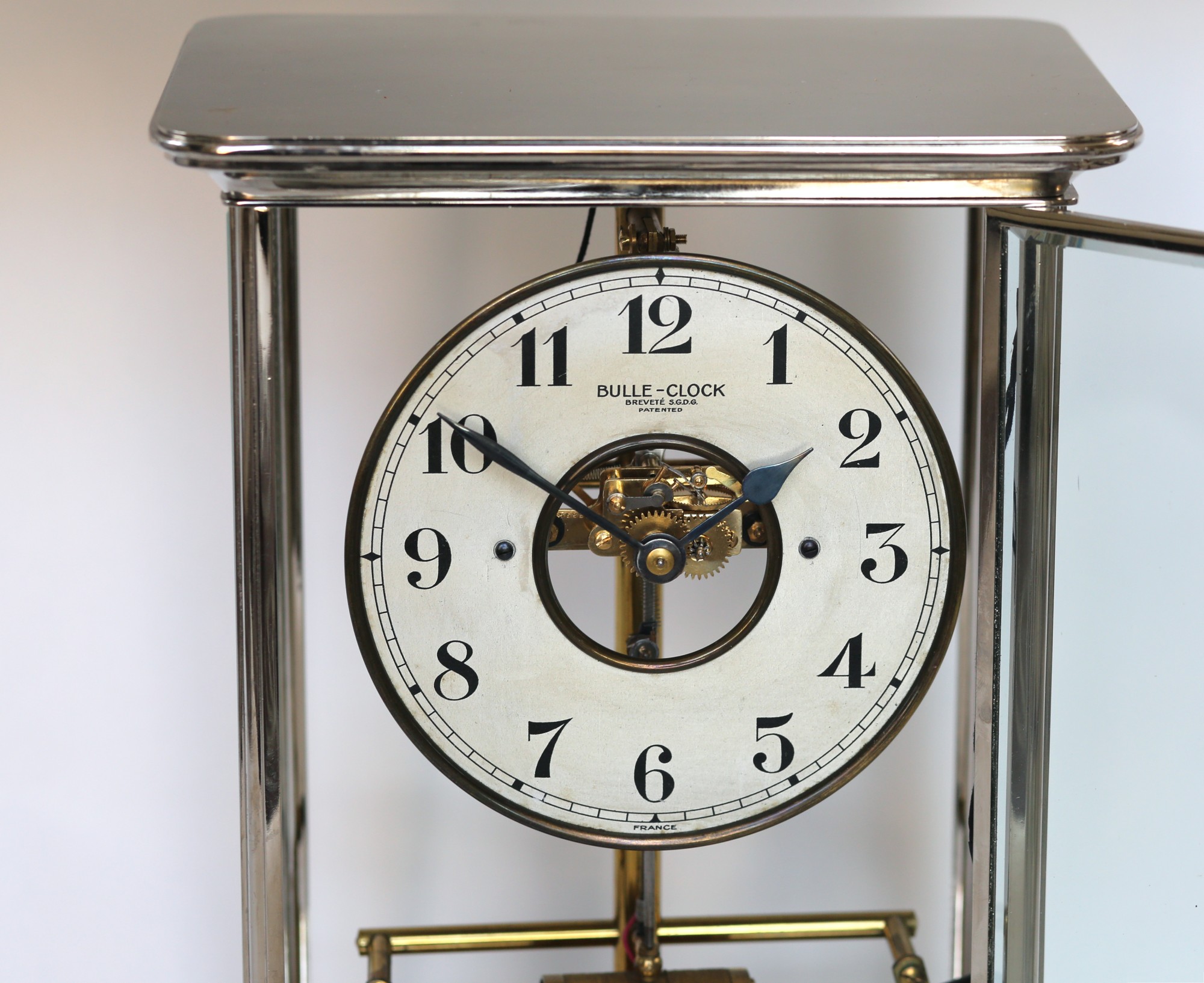 Silvered electric Bulle fourglass clock Carlton Clocks