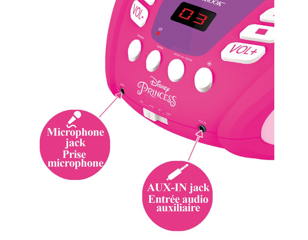 Lexibook RCD109DP Disney Princess Boombox CD Player with Bluetooth