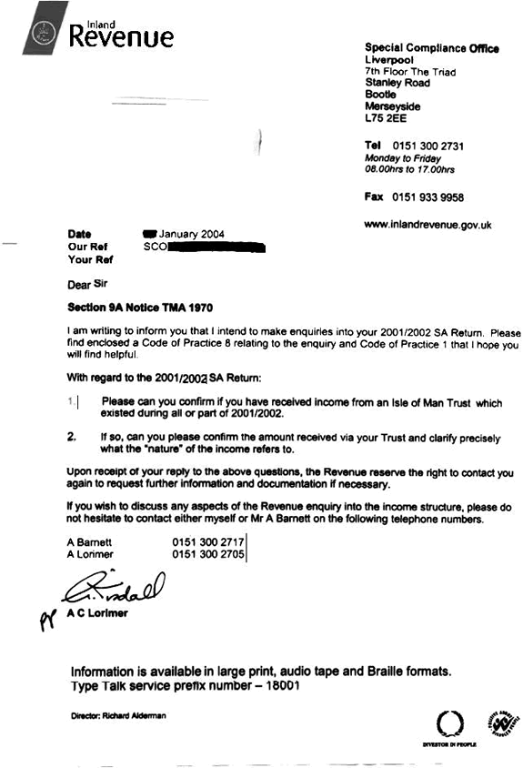 Stephen Dann ITPA UK Tax Advisor Enquiry Letters
