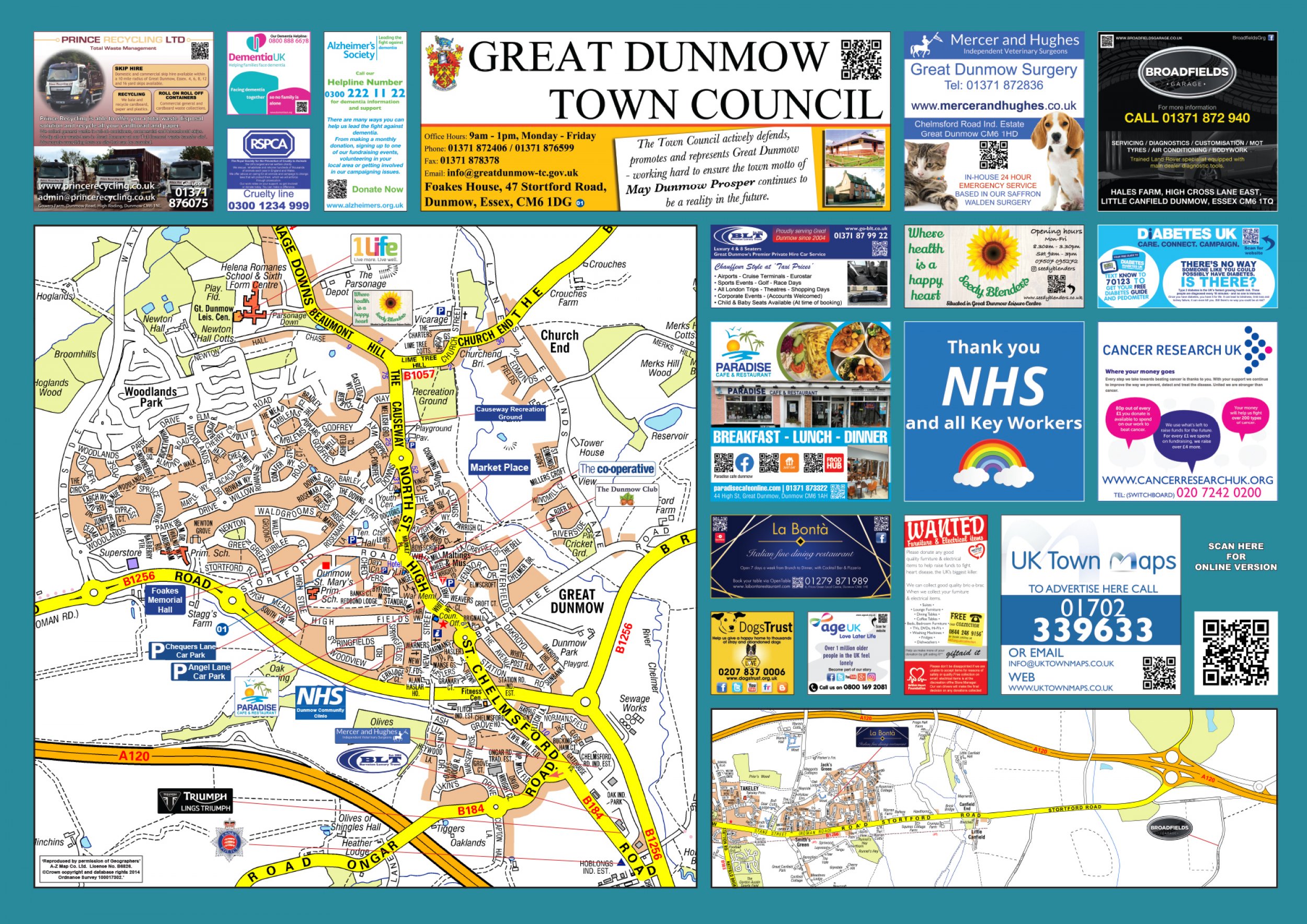 Dunmow Sited Map UK Town Maps