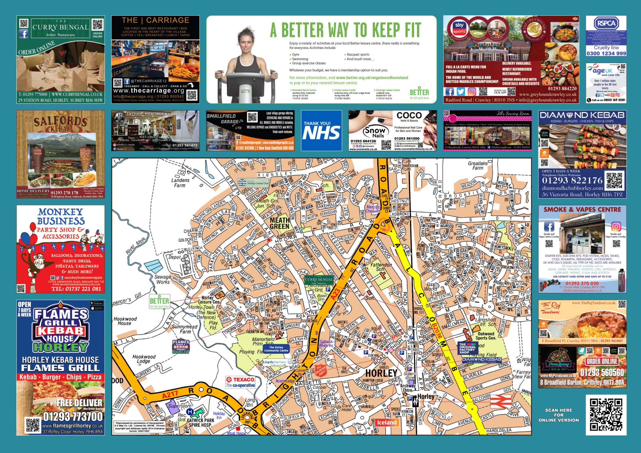 Horley Sited Map UK Town Maps