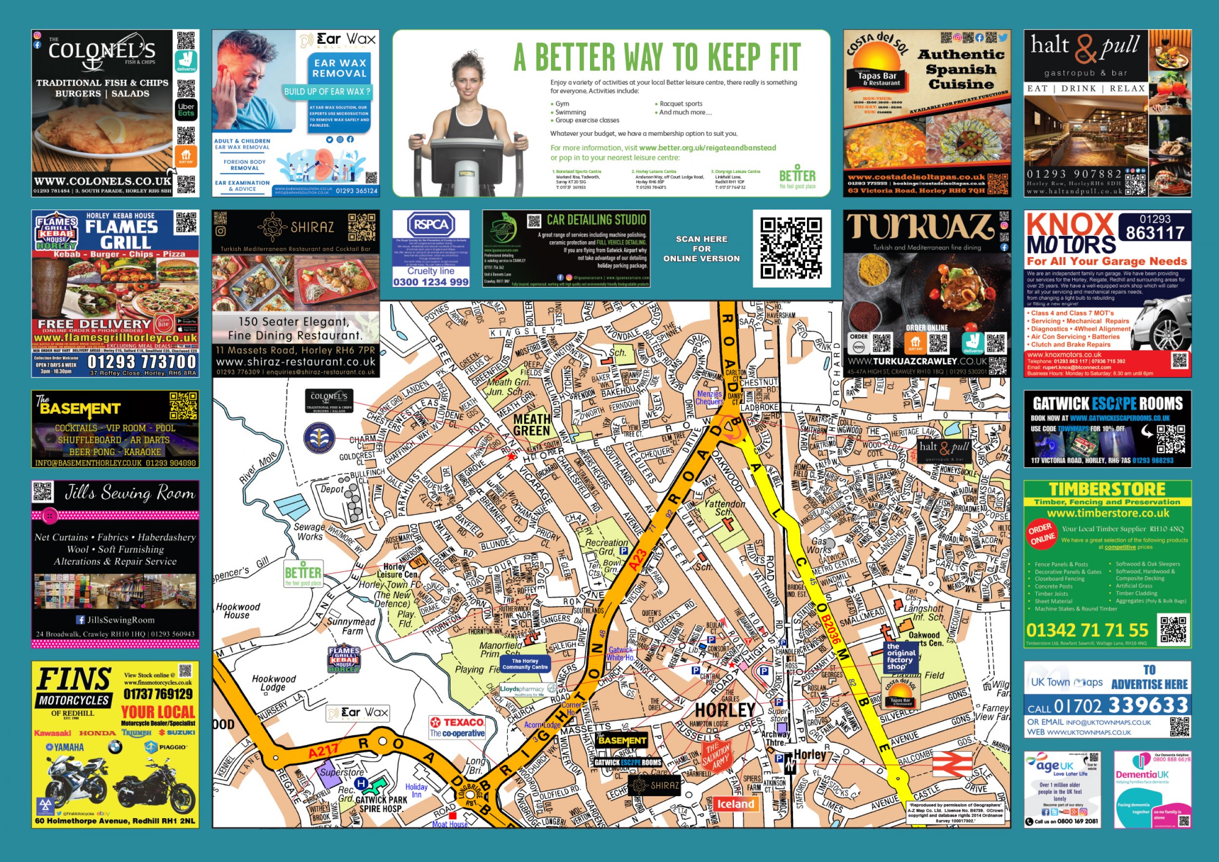 Horley Sited Map UK Town Maps