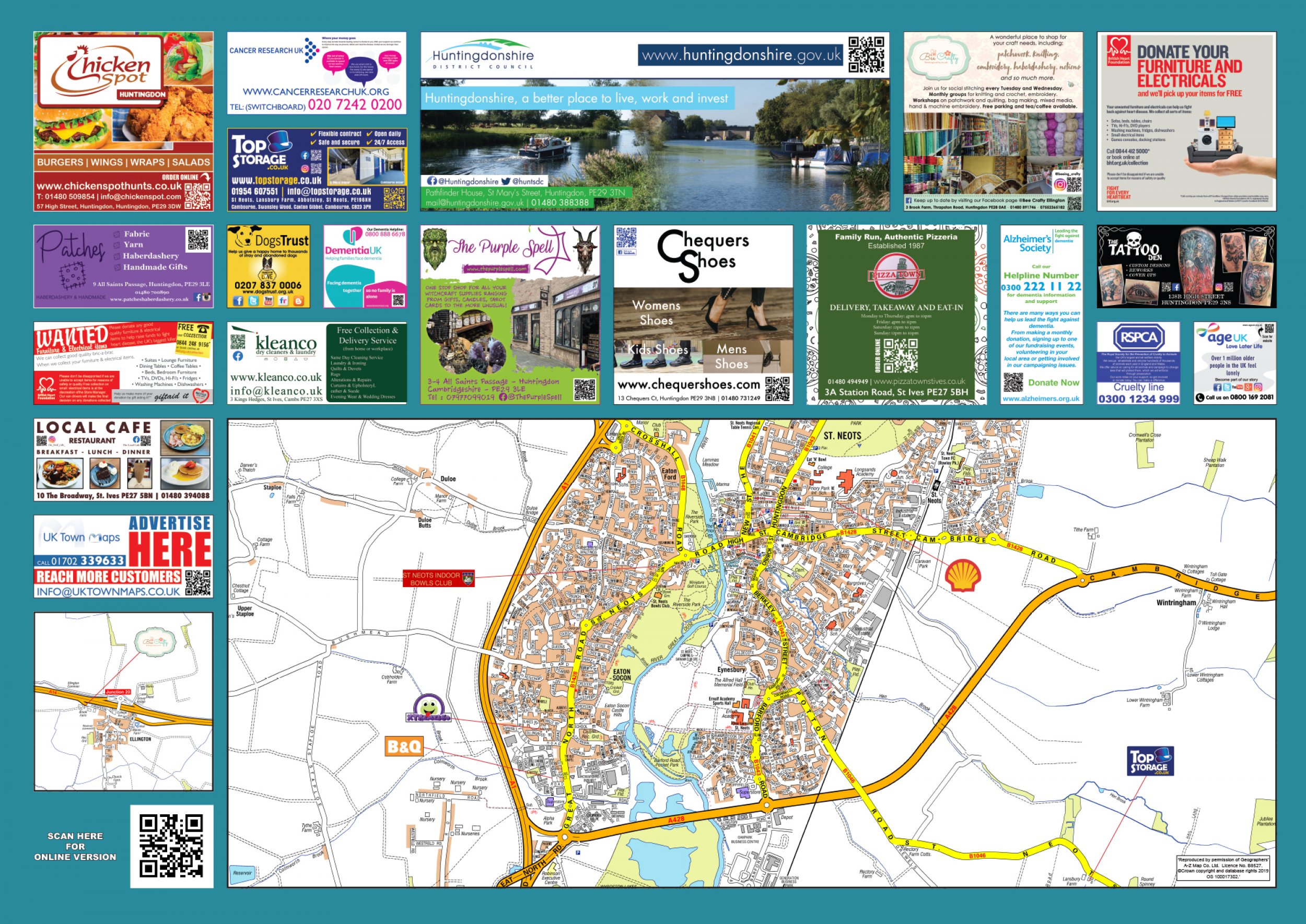 St Neots Sited Map UK Town Maps