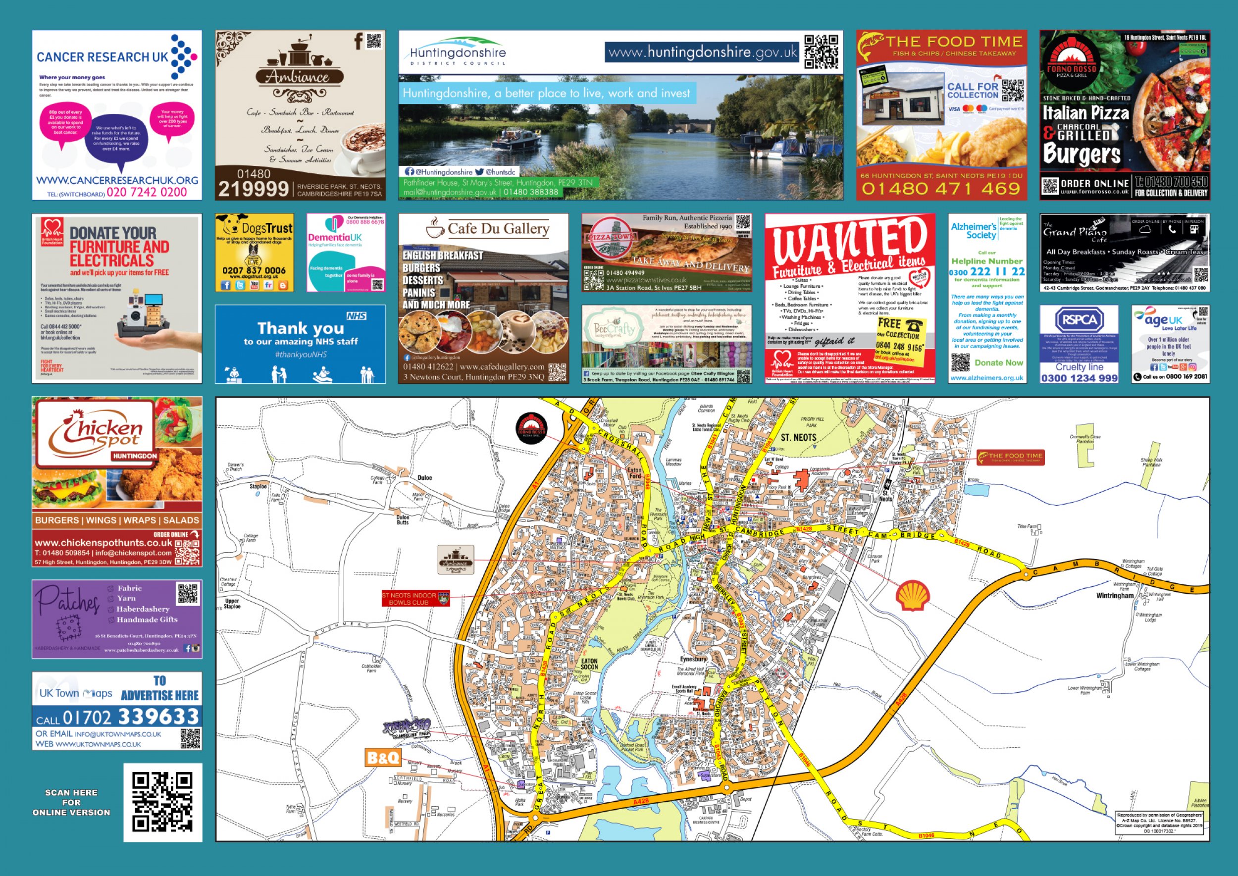 St Neots Sited Map UK Town Maps