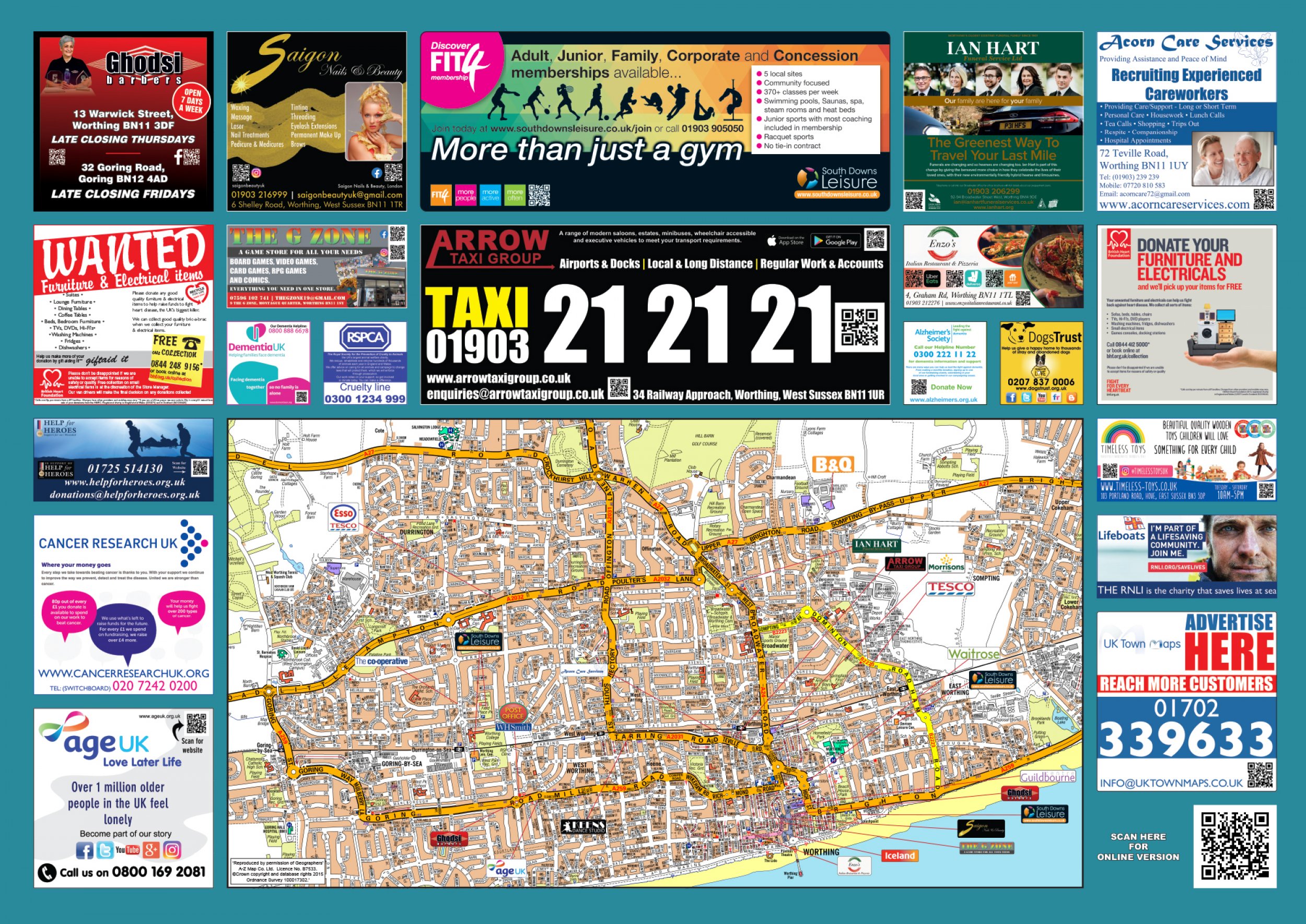 Worthing Sited Map UK Town Maps