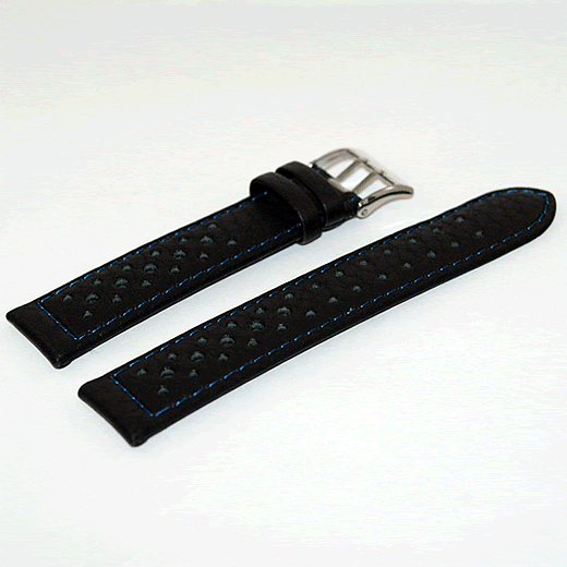 Di Modell Rallye Wapro Black Leather Watch Strap Special Blue