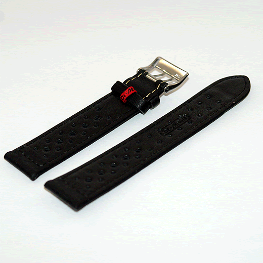 Di Modell Rallye Wapro Black Leather Watch Strap Special Yellow