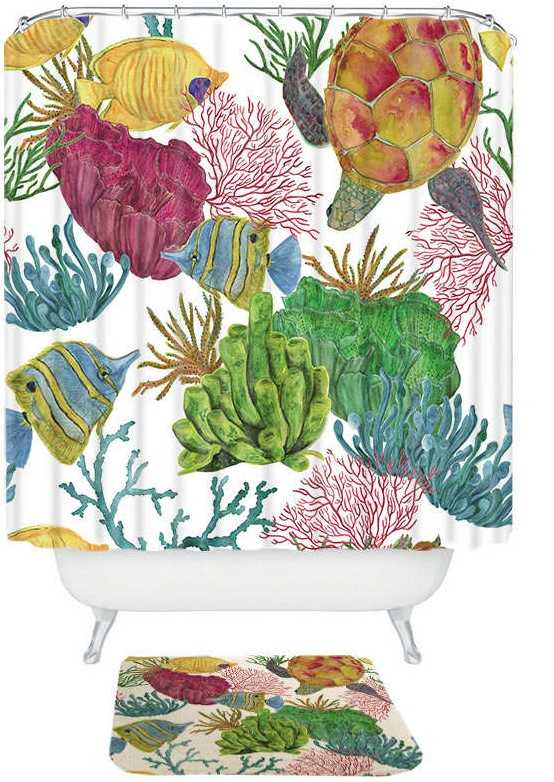 Under the Sea Turtle Shower Curtain Set Samoan Poly Online Shopping