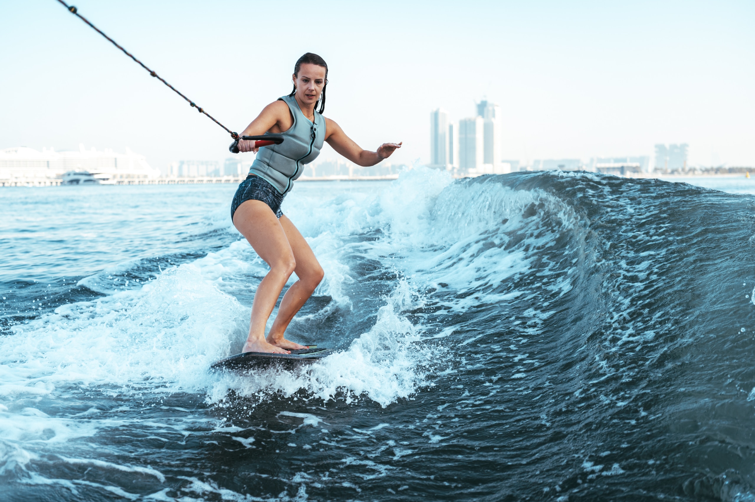 Wakeboarding in Dubai, UAE Wakesurfing in Dubai, UAE Dubai Boat