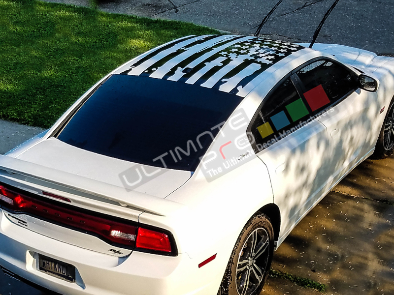 Roof Banner American Flag Style Decal Compatible with Dodge Charger