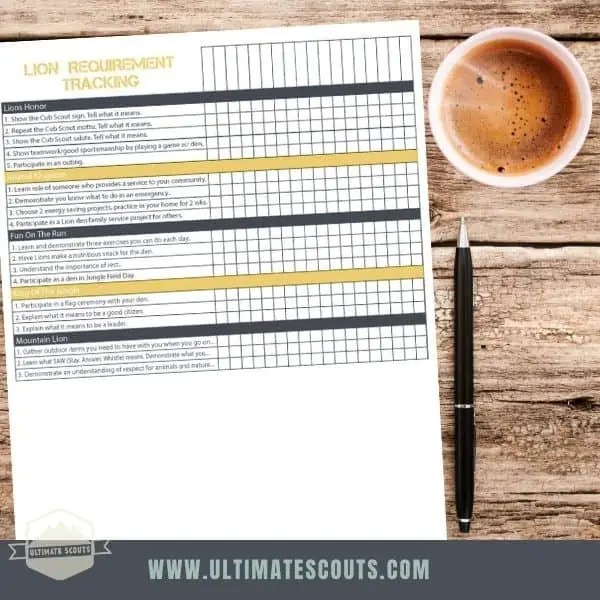 Lion Scout Den Tracking Checklist (Free Printable) Ultimate Scouts