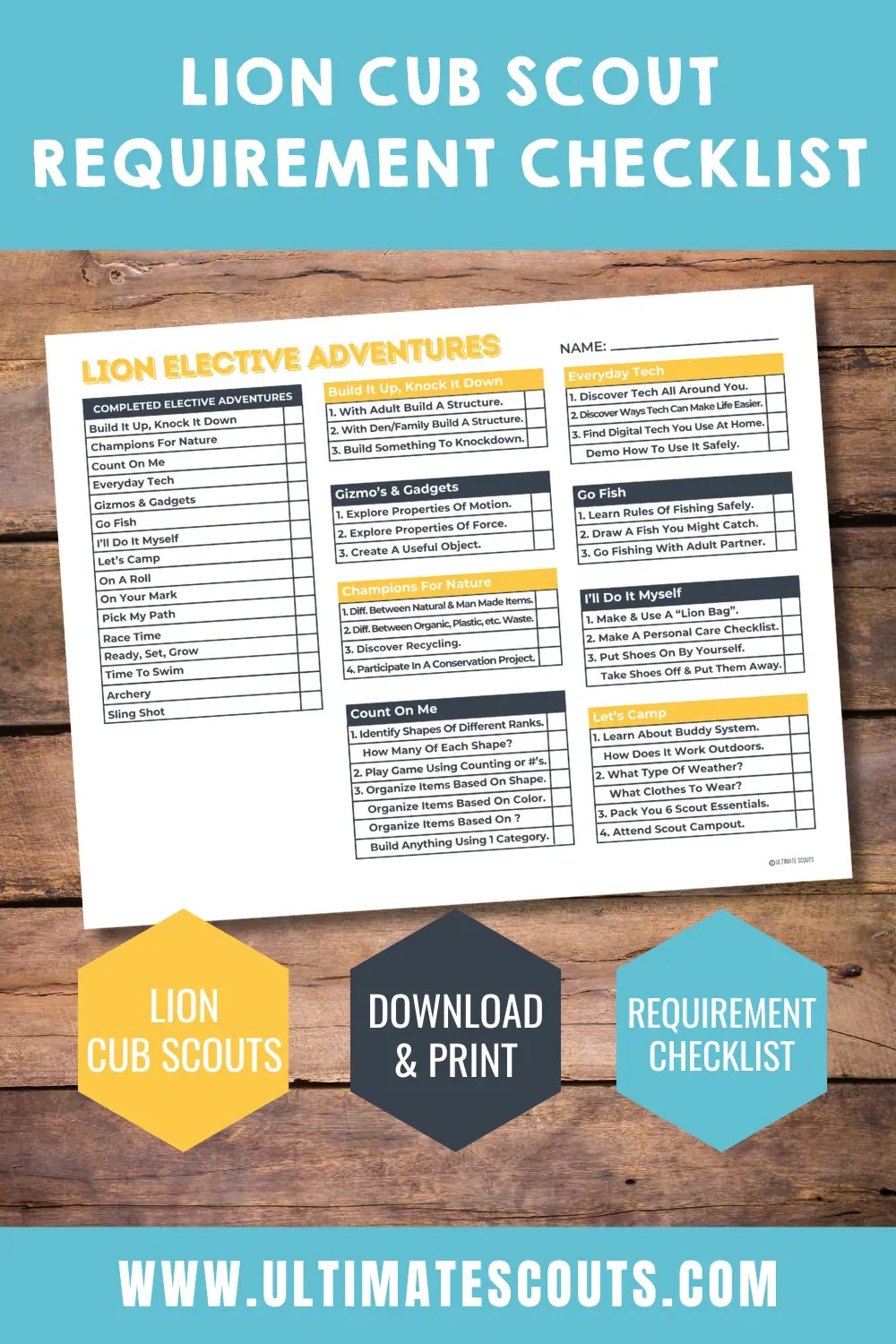 Lion Cub Scout Requirement Tracking Checklist (2024) Ultimate Scouts