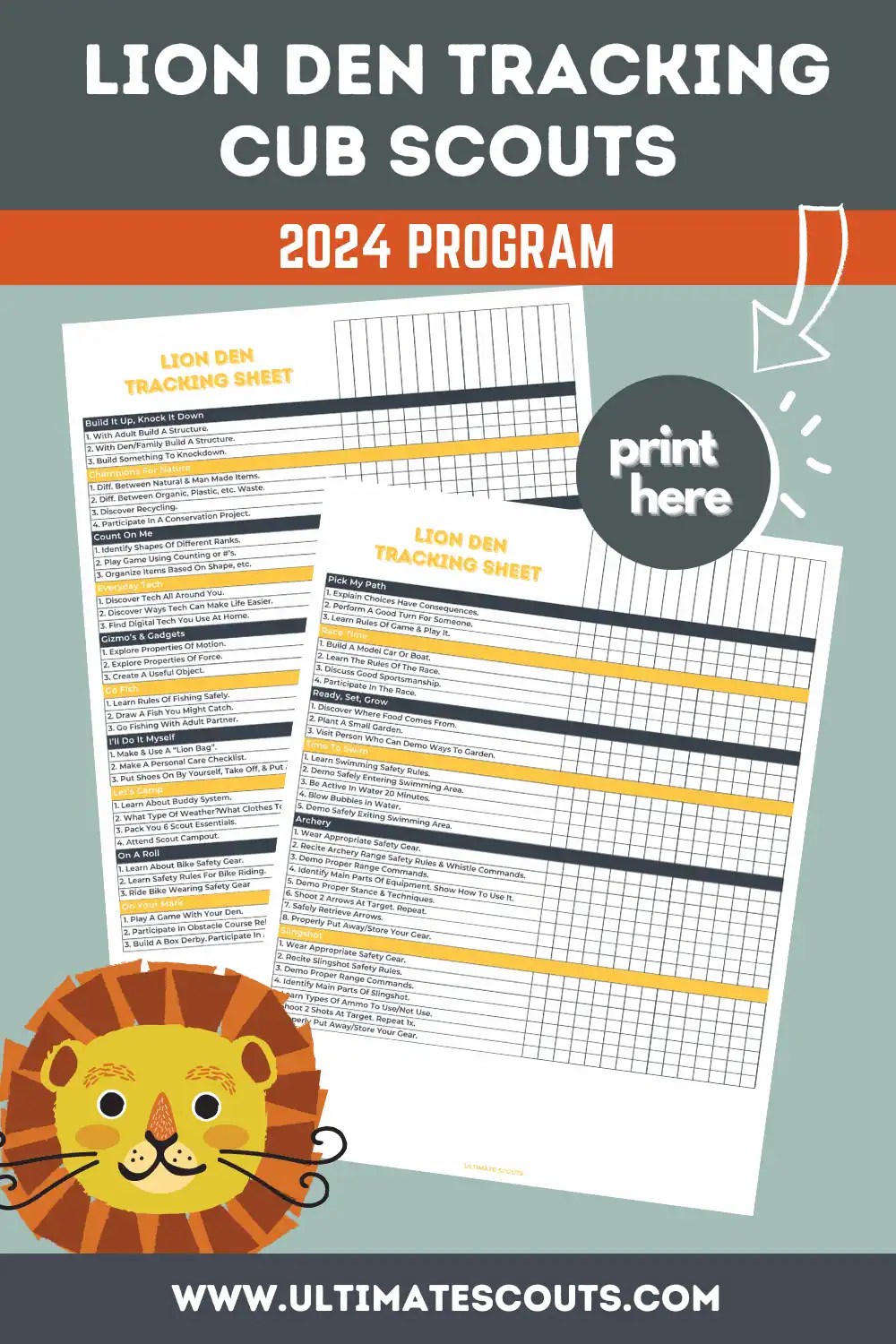 Lion Scout Den Tracking Checklist 2024 Ultimate Scouts