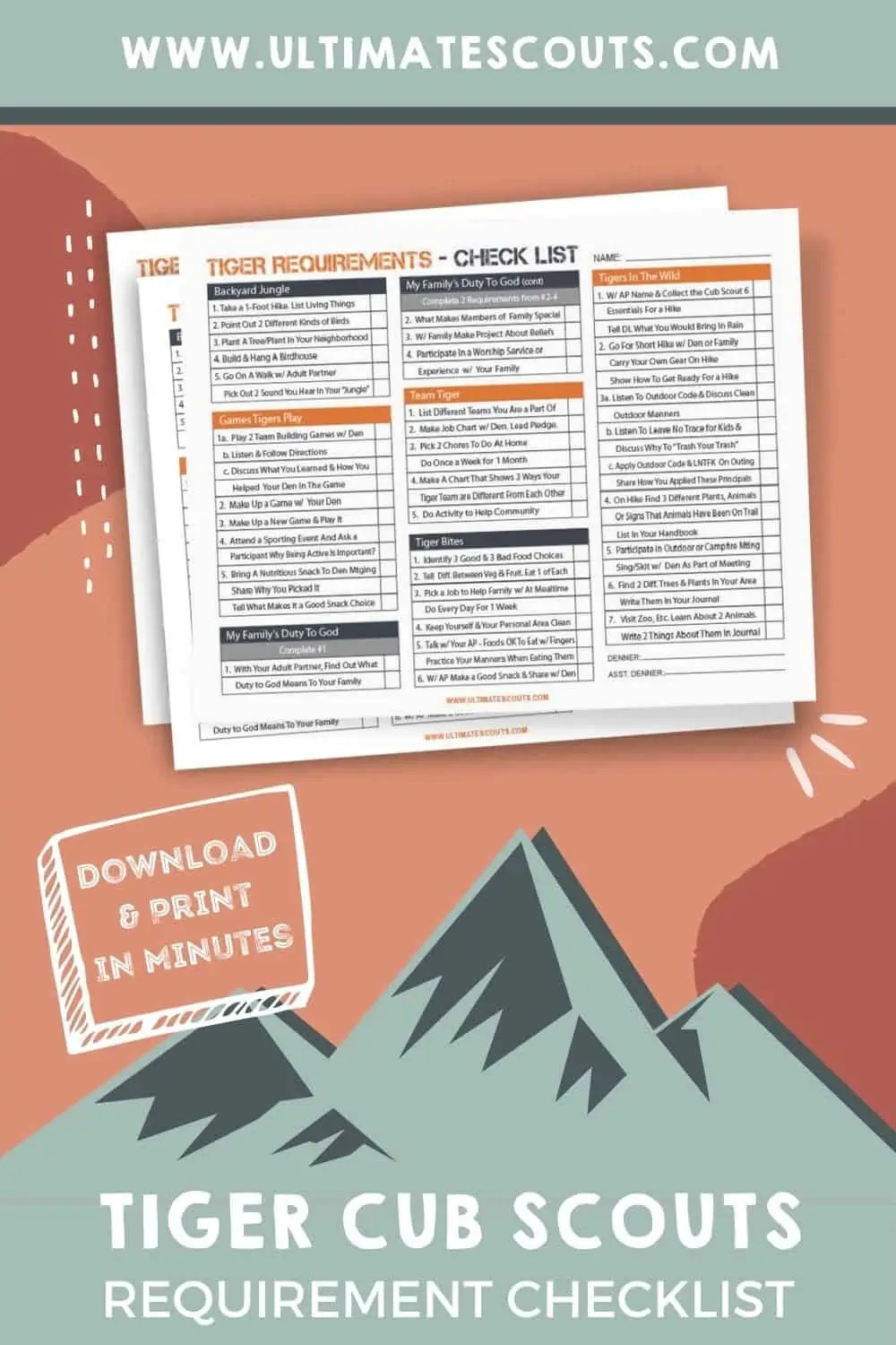 Tiger Cub Scouts Requirements Tracking Worksheet Ultimate Scouts
