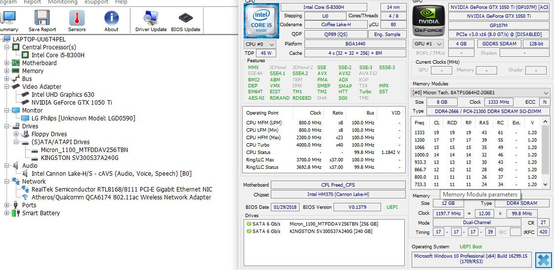 Intel Core i58300H benchmarks (Coffee Lake, 8th gen) vs