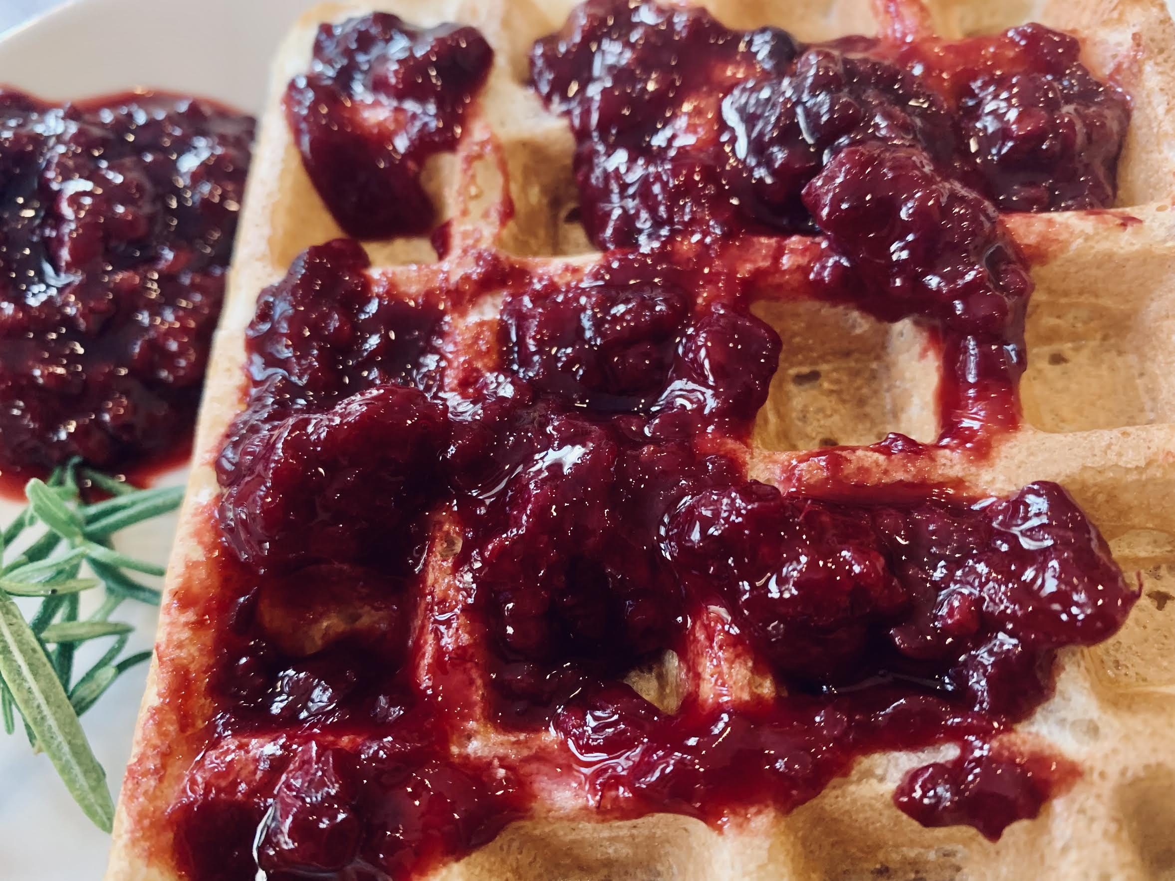 Waffles with Blackberry Rosemary Jam