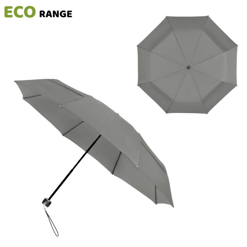 Compact Grey Umbrella ECO Vented Eco Friendly Umbrella