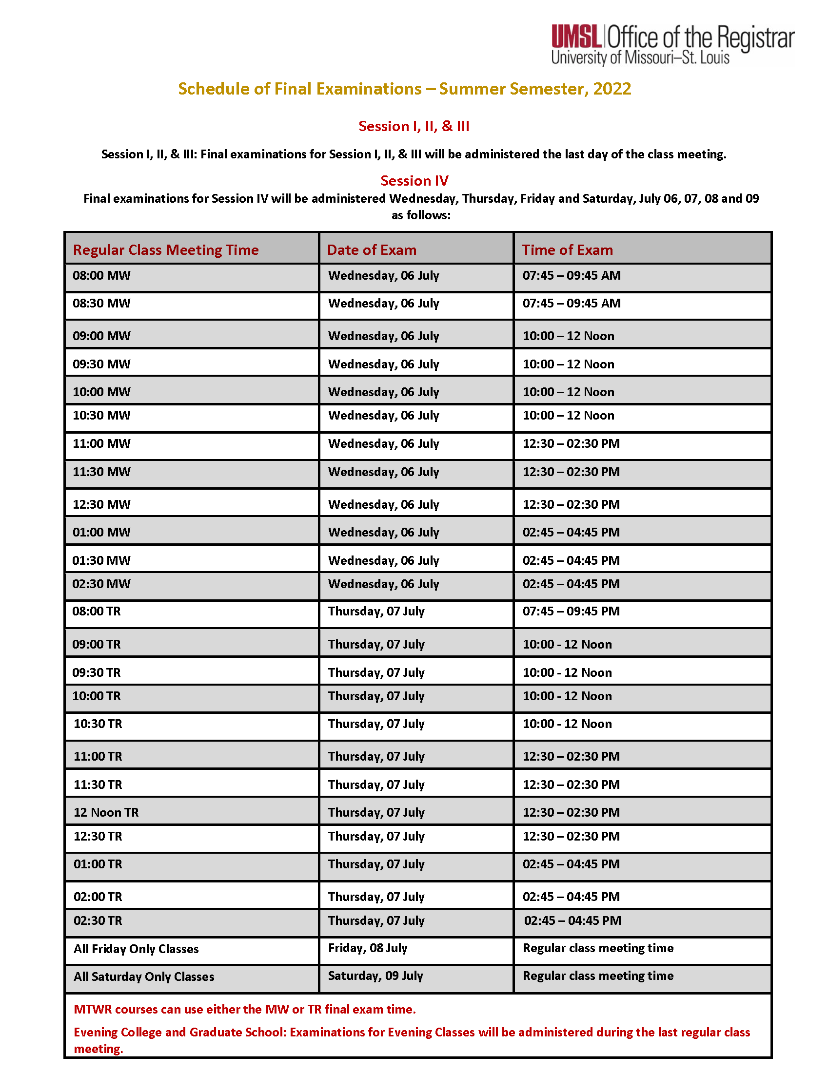 Umsl Finals Schedule Spring 2023 Final Exams | Umsl