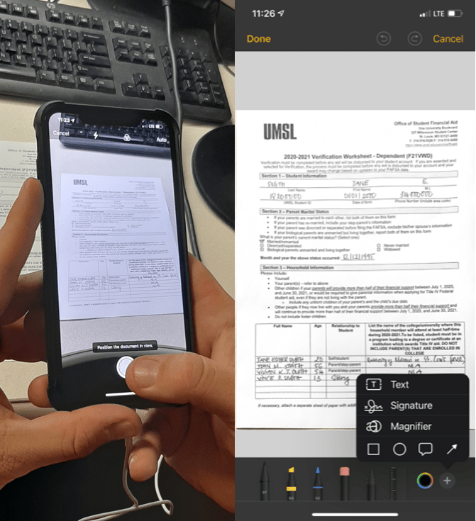 How to scan and sign forms using iPhone or Android phone UMSL