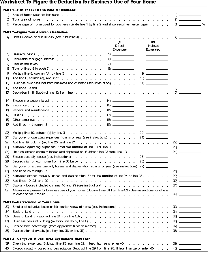 Publication 587 Business Use of Your Home; Schedule C Example