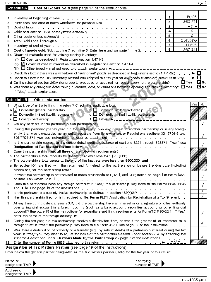 Publication 541 Partnerships; Form 1065 Example