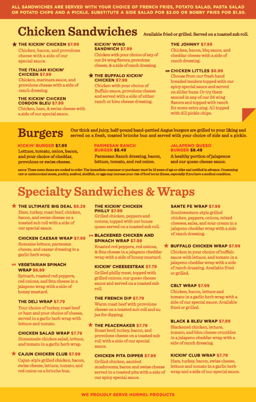 Art of the Menu The Kickin’ Chicken