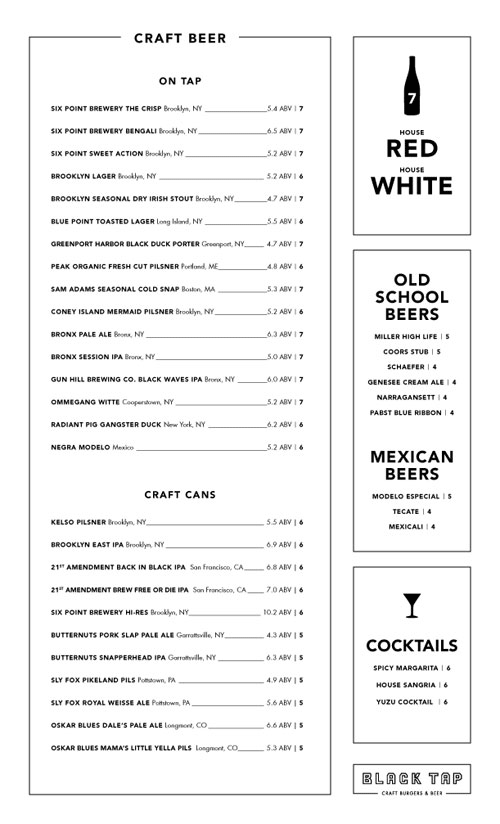 Art of the Menu Black Tap