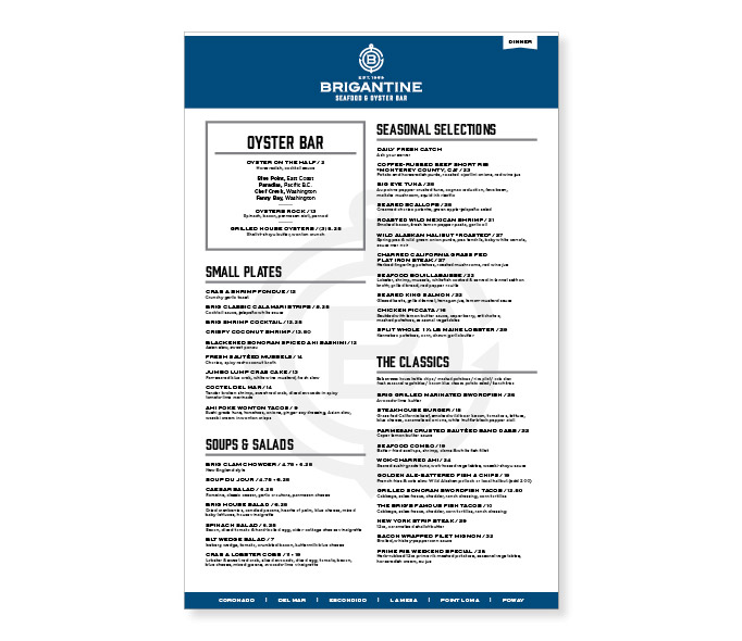 Art of the Menu The Brigantine