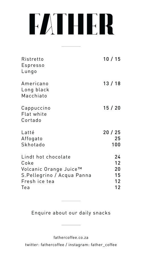 Art of the Menu Father Coffee