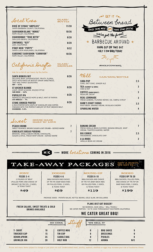 Art of the Menu Holy Cow Barbeque