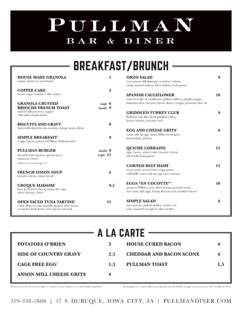 Art of the Menu Pullman Bar & Diner