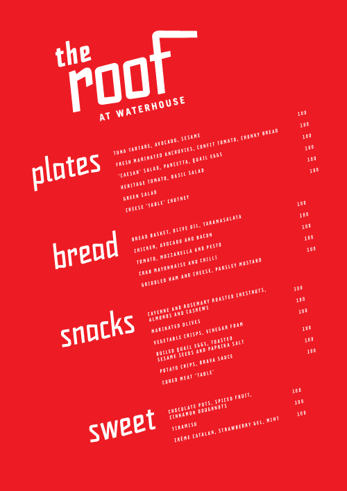 Art of the Menu The Roof