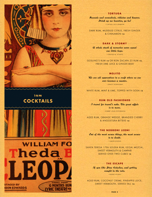 Art of the Menu The Rum House