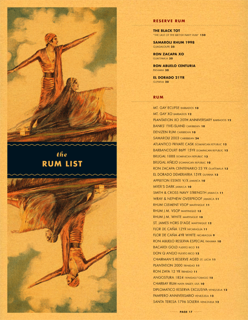 Art of the Menu The Rum House