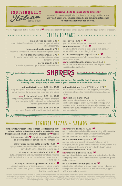 Art of the Menu Zizzi