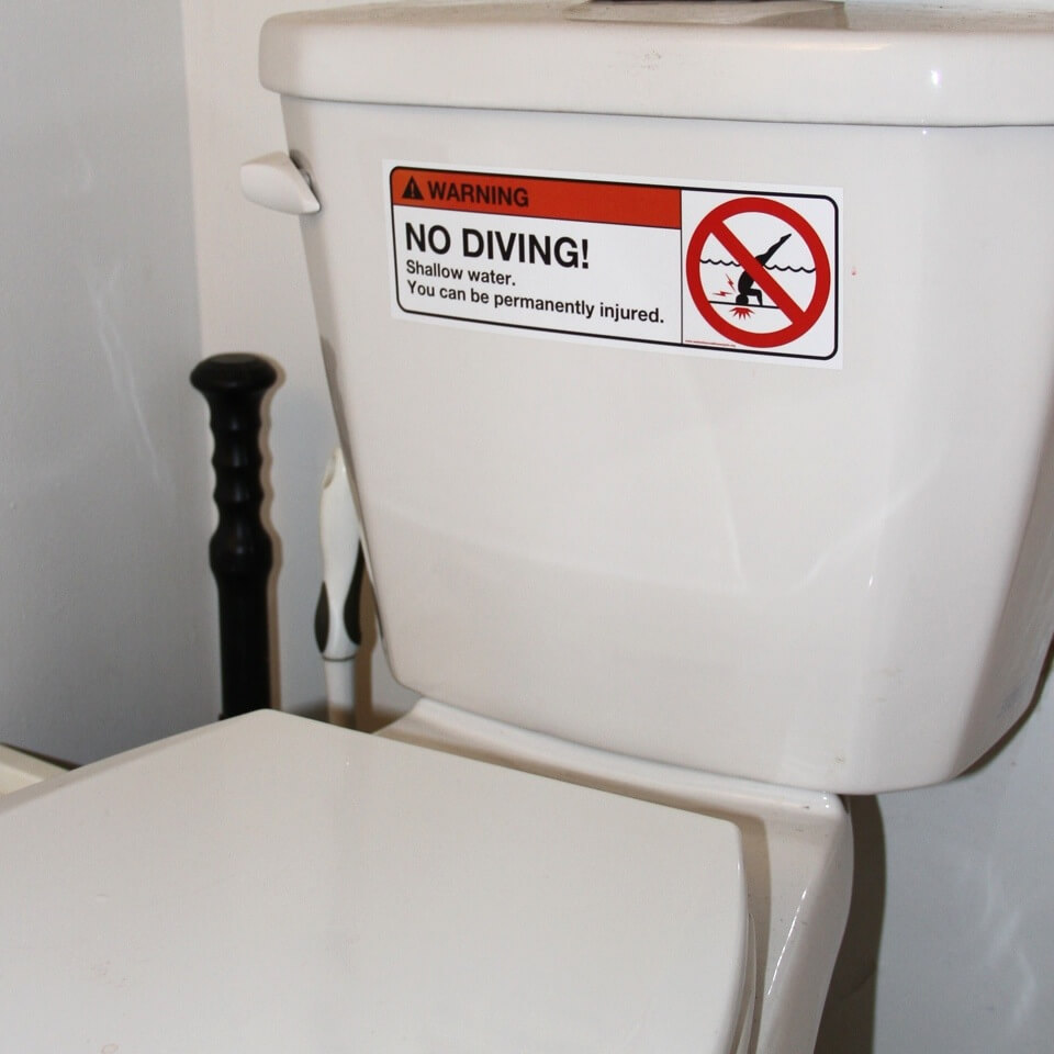 No Diving Shallow Water Vinyl Sticker for Pool (or prank for Toilet