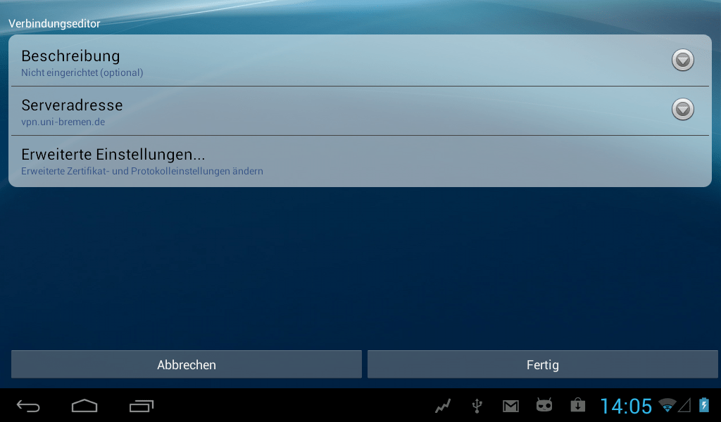 AnyConnect unter Android Universität Bremen