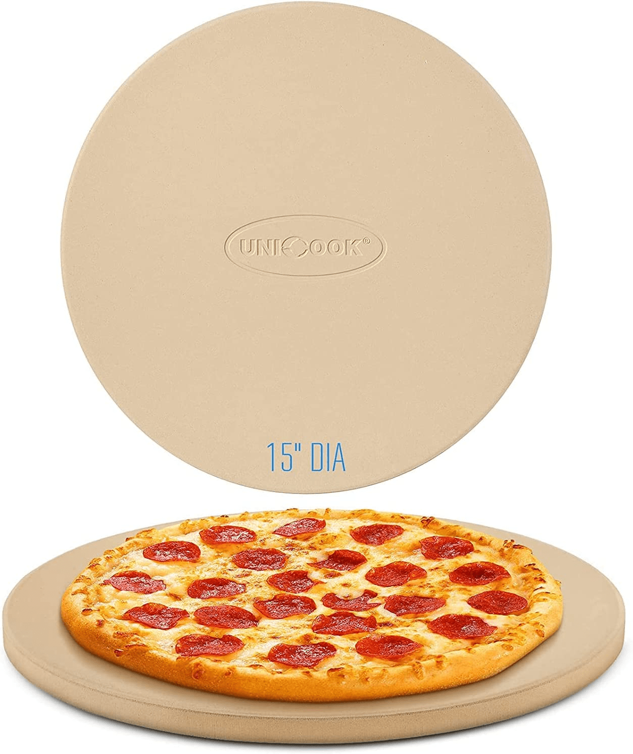15 Inch Round Ceramic Pizza Baking Stone, Pizza Pan, for Oven, BBQ
