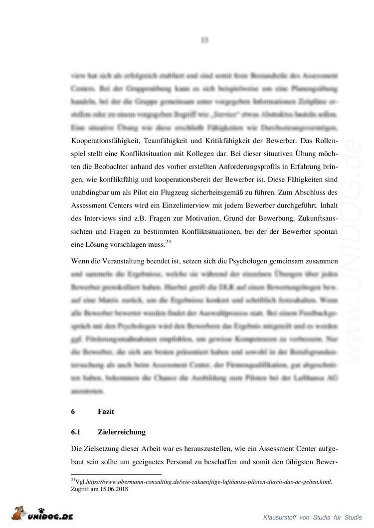 Hausarbeit Assessment Center Wissenschaftliches Arbeiten