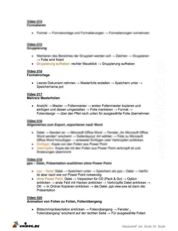 Zusammenfassung der Videos Power Point