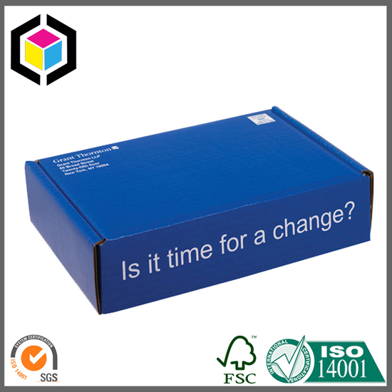 glossy blue color printed corrugated cardboard shipping box