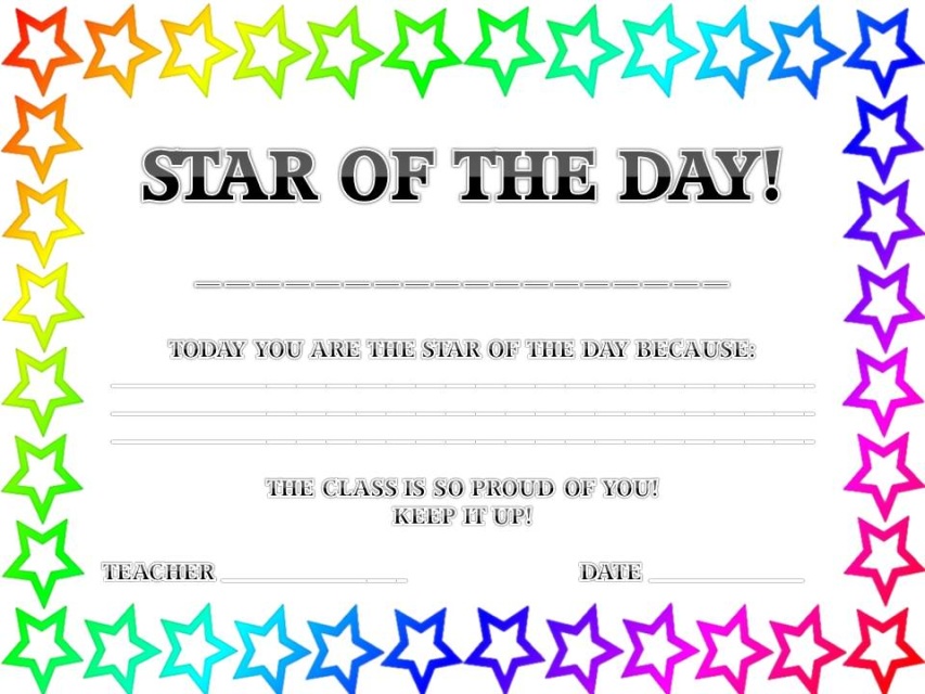 star of the day certificate