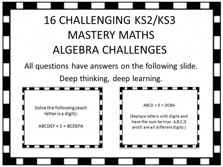 ks2 ks3 mastery maths algebra challenges