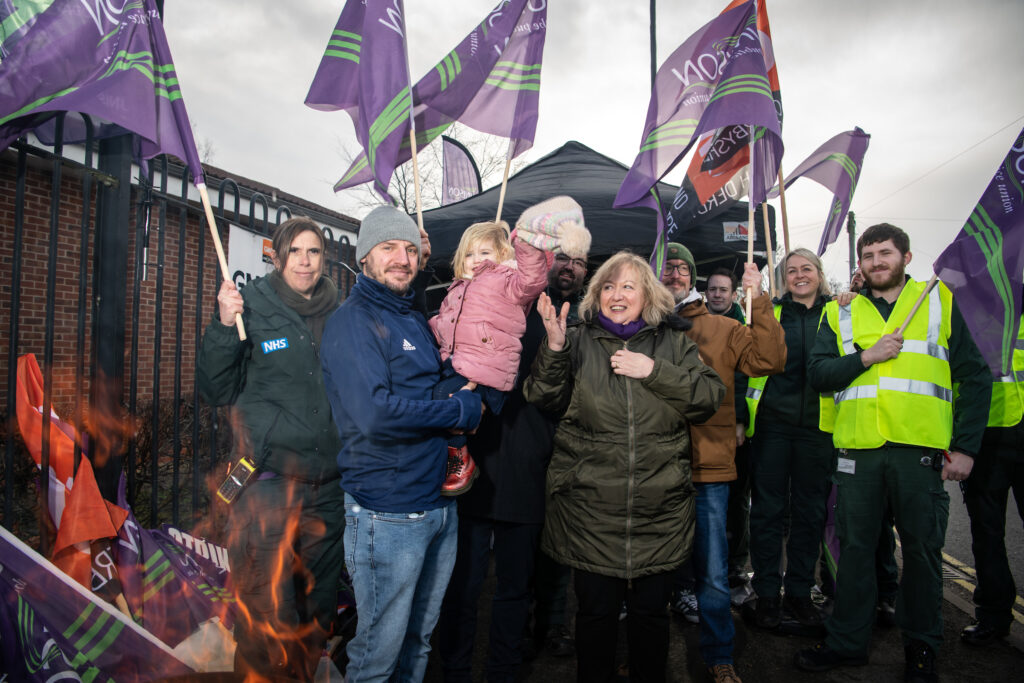 Christina McAnea tours pickets on second NHS strike day Article, News