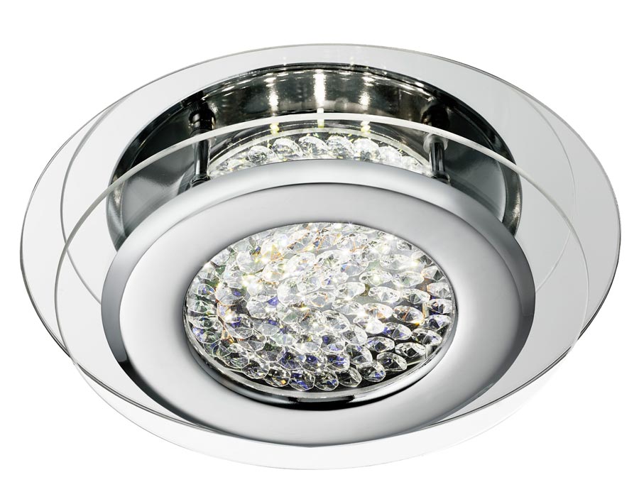 Vesta LED Crystal Centre Flush Fitting Ceiling Light Chrome 1692CC