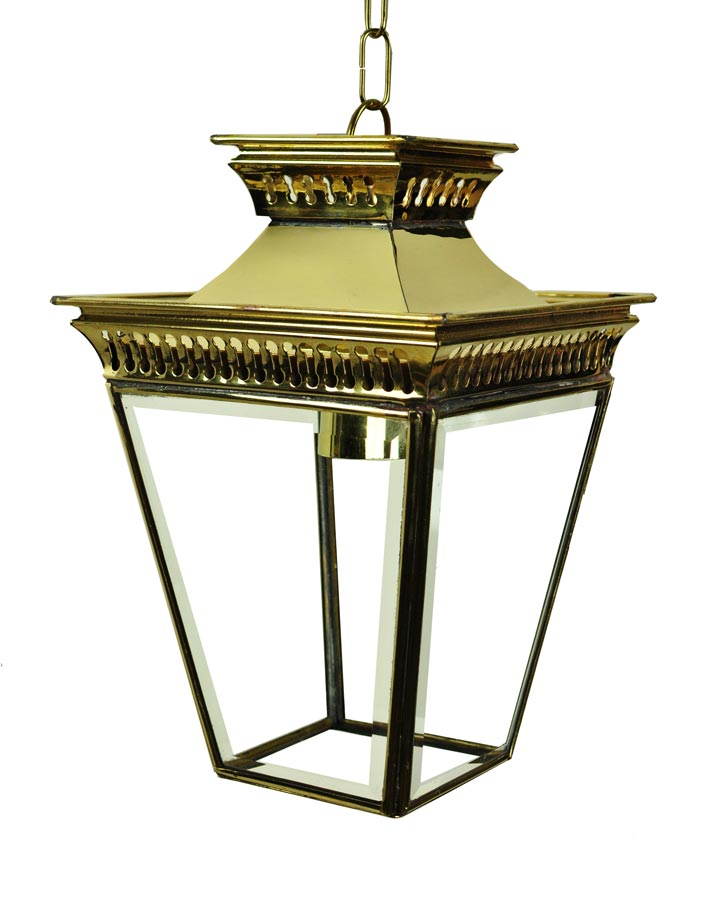 Pagoda Style Small Outdoor Hanging Porch Lantern Solid Brass