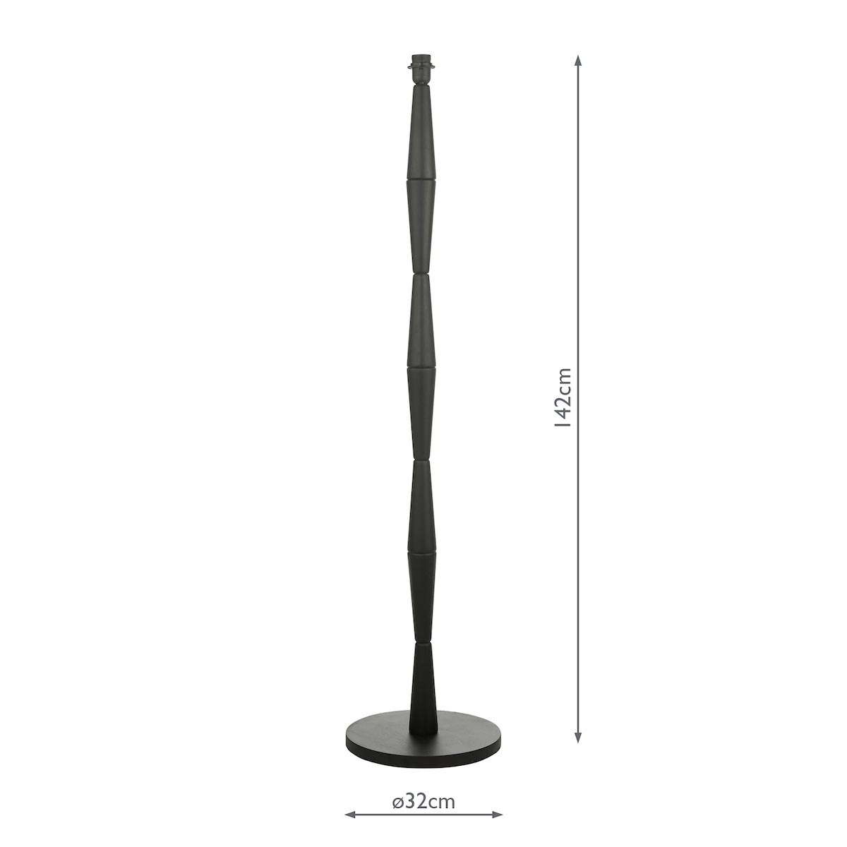 Sierra 1 Light Modern Floor Lamp Base Only Solid Wood Black